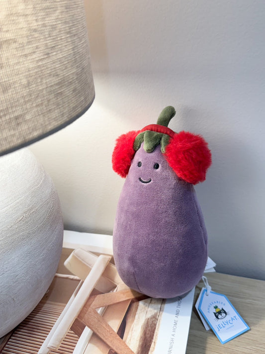 全新Jellycat正品｜聖誕紅色耳罩茄子 🍆 16公分 TOASTIE VIVACIOUS RED AUBERGINE
